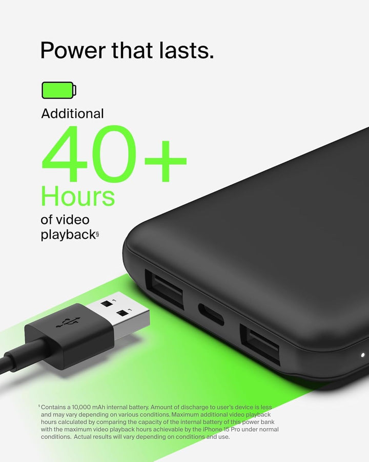 Belkin Powerbank 10000mah, tragbares USB-C-Ladegerät mit 1 USB-C- & 2 USB-A-Anschlüssen, Akkupack zu