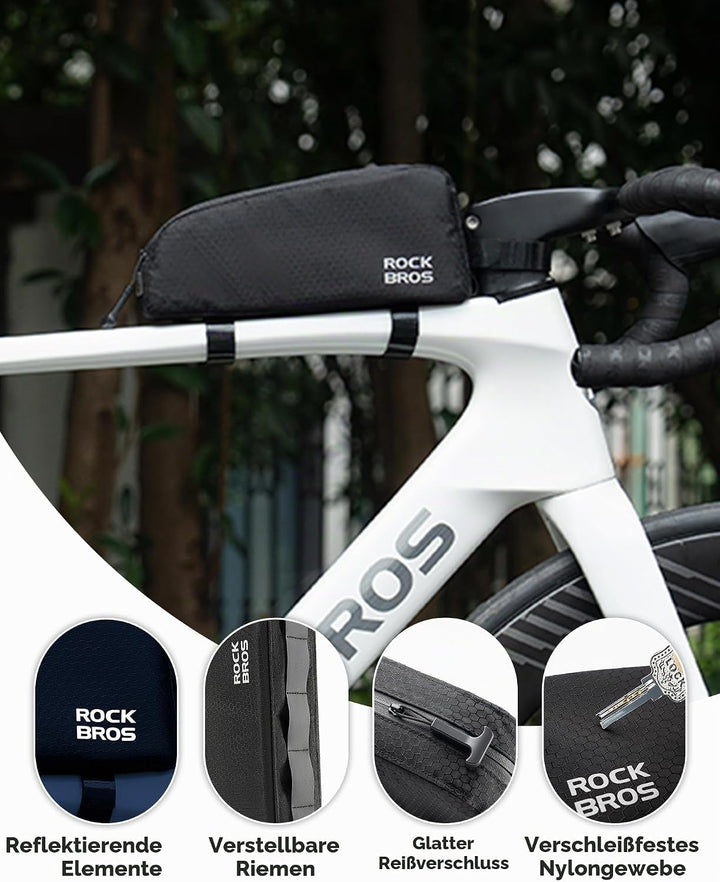 ROCKBROS Fahrrad Rahmentasche Wasserdicht Fahrradtasche Oberrohrtasche 0,9 L Schwarz für ebike, Renn