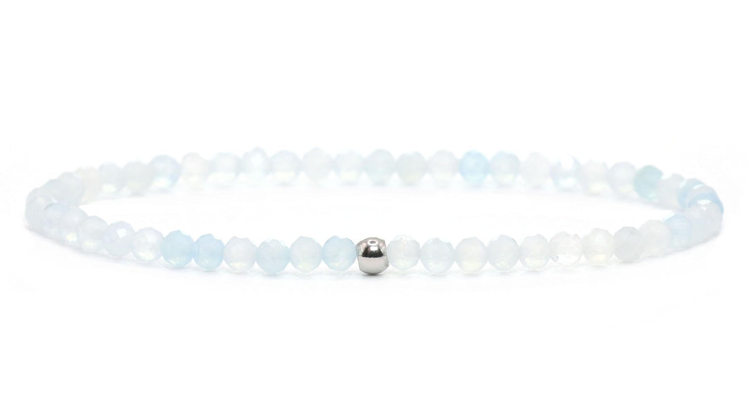 Echtes Aquamarin AAA Edelstein Armband mit facettierten 3mm Perlen - verschiedene Längen - Heilstein