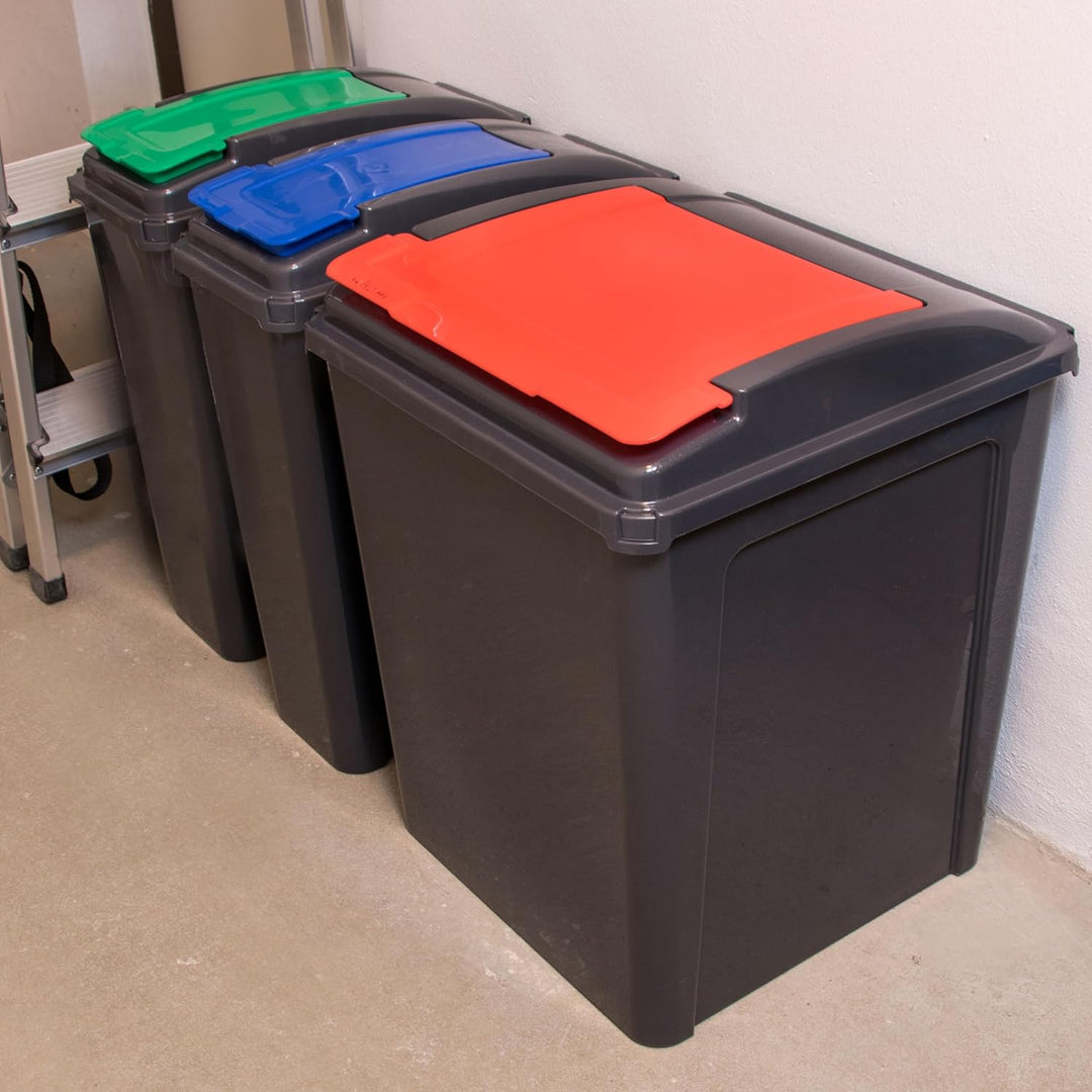 Mülltonne 25 Liter Schwarz-Blau, Mülleimer Küche, Mülltrennsystem, Abfalleimer Küche, Trash Bin, Mis