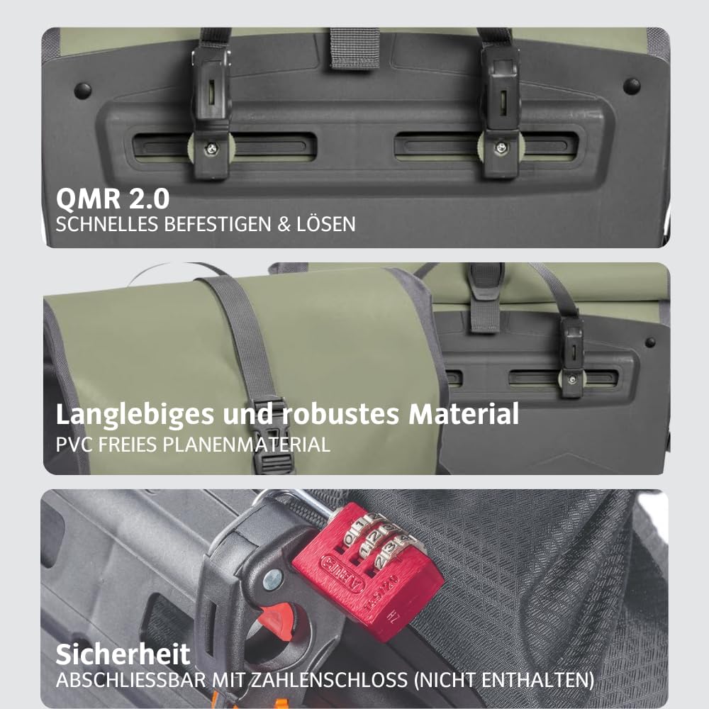 VAUDE Fahrradtasche für Gepäckträger Aqua Back Single 1 x 24 L in 24 l Fango, 24 l Fango