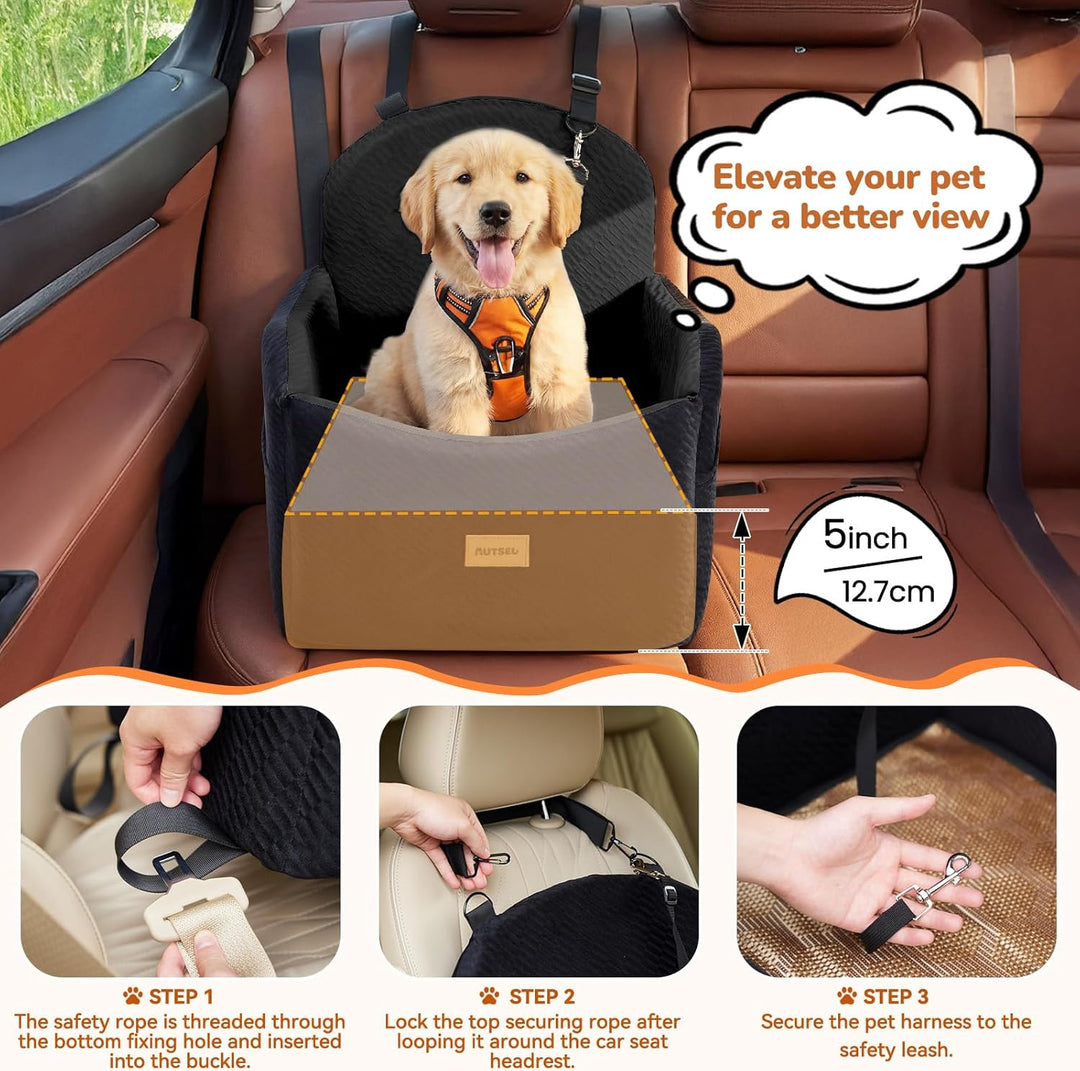 Hunde Autositz für kleine & mittlere Hunde – Wasserfest & waschbarer Hundesitz Auto mit Sicherheitsg