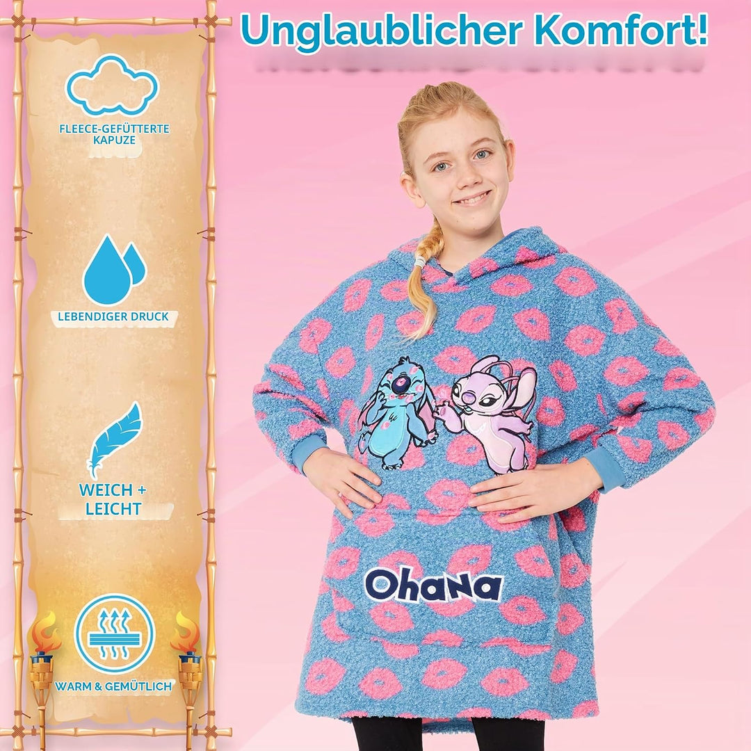 Disney Hoodie Decke Mädchen, Kuscheldecke mit Ärmeln, Fleece Kapuzenpullover, Hoodie Mädchen Geschen