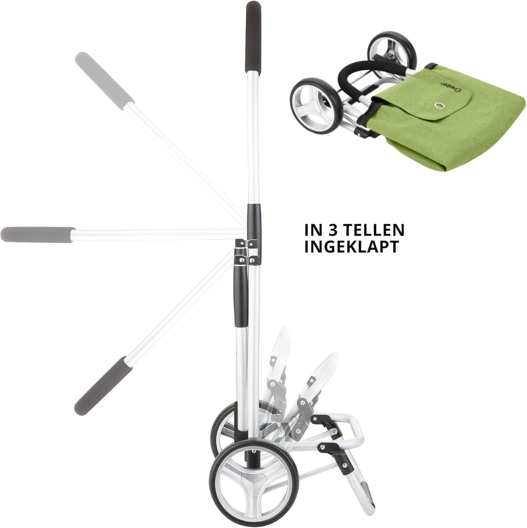 Cruiser Einkaufswagen 45ltr - Faltbare einkaufstrolley klappbar - Mit ladenhaken (Grun), Grun
