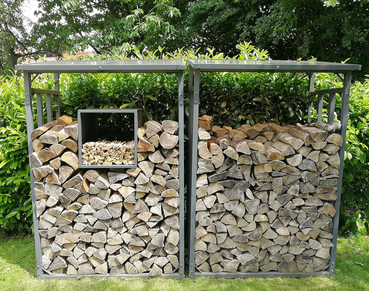 GRASEKAMP Qualität seit 1972 Box Anmachholz zu Kaminholzunterstand Kaminholzlager 48x48x70cm, grau,