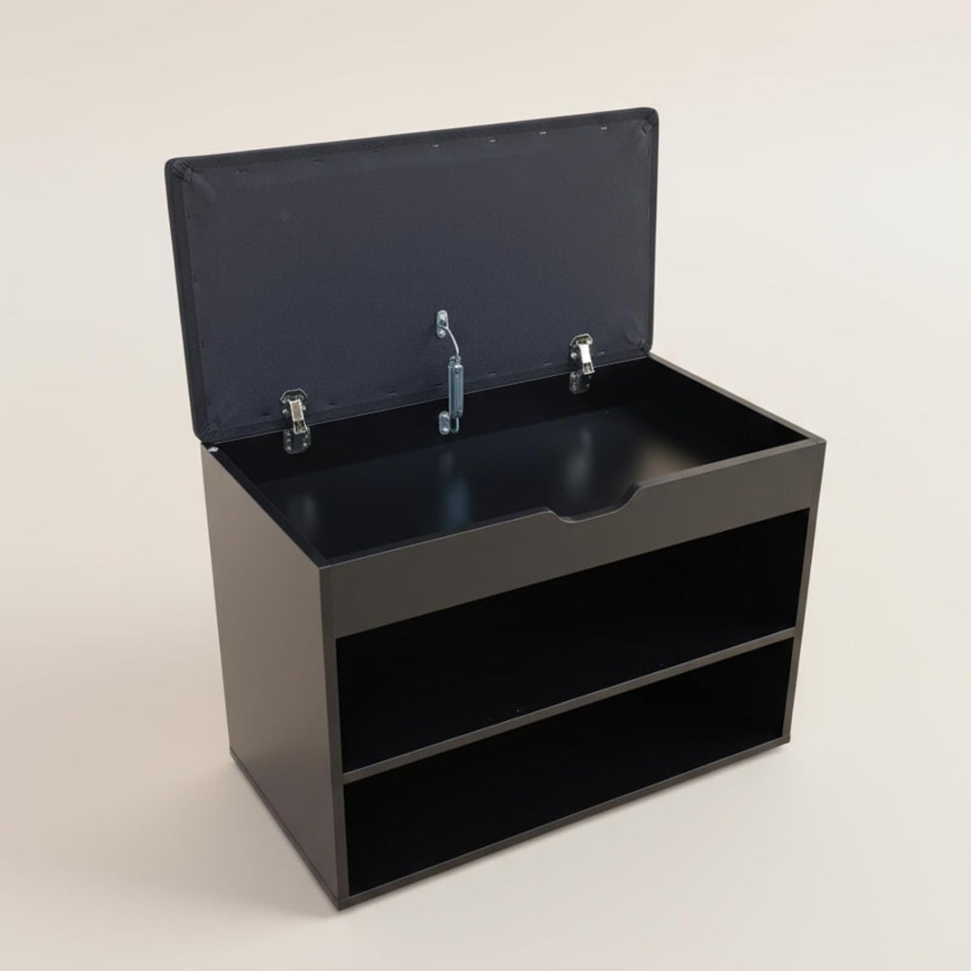 Schuhschrank mit Sitzbank, 60 x 30 x 47 cm, MDF und Polyester Bezug, Flurbank mit Stauraum, Schuhauf