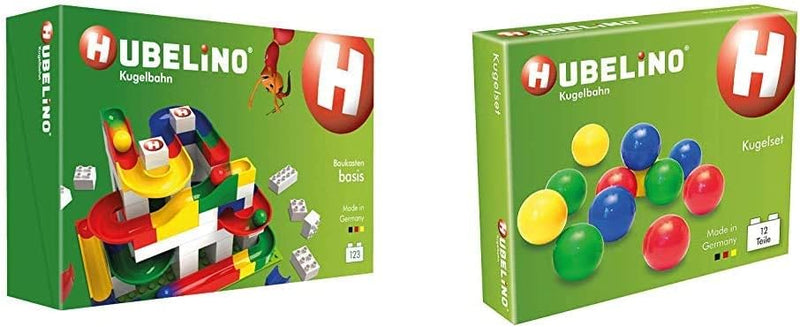 Hubelino 420480 Baukasten Basis Kugelbahn, Multicolour & 420336 - Kugelbahn - Kugelset - ab 4 Jahre