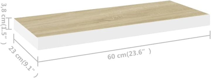 Schweberegal 60x23,5x3,8 cm Floating Wall Shelf Hängeregal Regale Wandregale Regalboden Regal Eiche