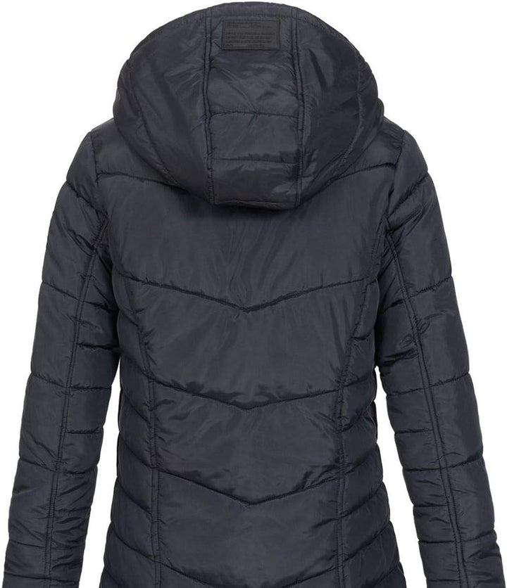 Sublevel Damen Jacke Steppmantel LSL-412 mit gefütterter Kapuze XL Schwarz, XL Schwarz