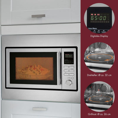 Bomann 3in1 Einbau-Mikrowelle mit Grill und Heissluft, Microwave, 25 L Garraum, 10 Automatikprogramm