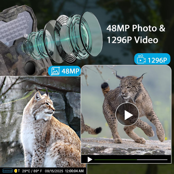 S970 4G LTE Wildkamera, 48MP 1296P, Mit Live Streaming Funktion, Nachtvision, 0.1s Bewegungsaktivier