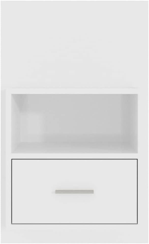FIRBNUS Nachtkommode Nachtkasten Nachtschränkchen Wand-Nachttisch Hochglanz-Weiss Holzwerkstoff 48,5