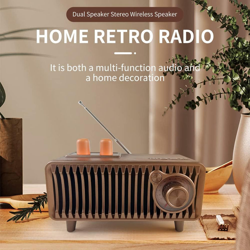 CYBORIS Retro Bluetooth-Lautsprecher-Radio,Walnussholz Vintage Rotary FM Radio, 20W Dual-Speaker Ste