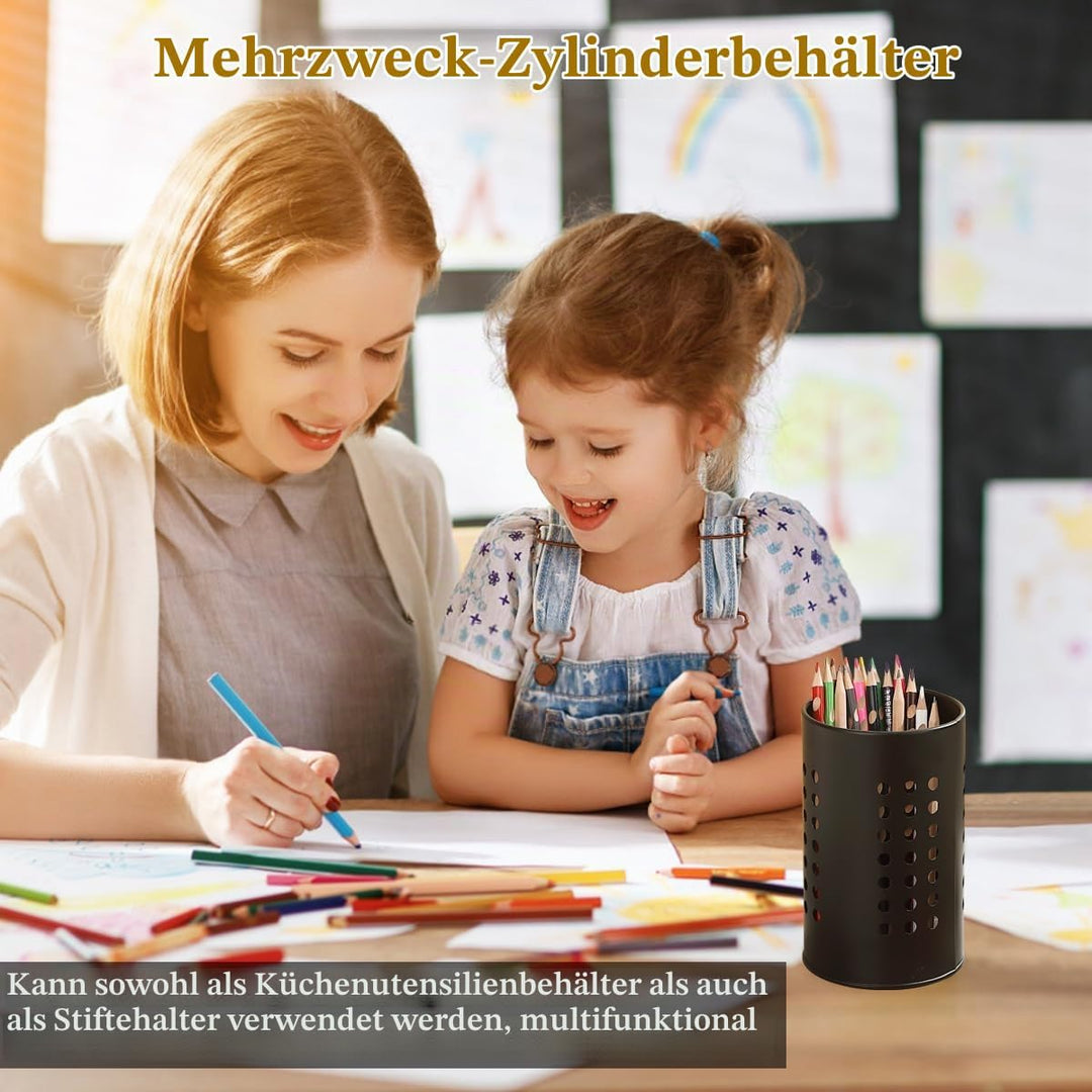 Evanda Küchenutensilienhalter für Arbeitsplatte 2er, Edelstahl Schwarze Utensilien Caddy, Bauernhaus