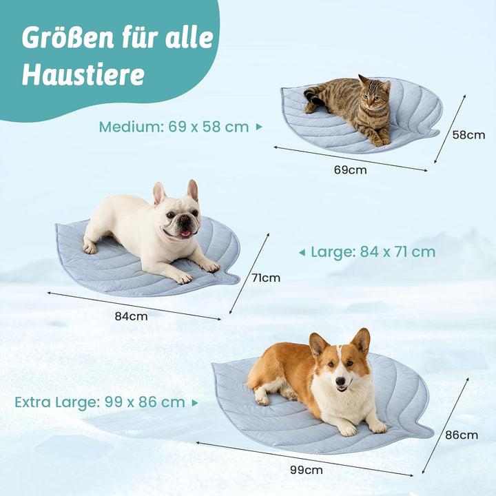 COZY KISS Kühlmatte Hunde & Katzen 83x71cm, Kühldecke mit Blattform-Gewebe Q-Max>0.4, Selbstkühlende