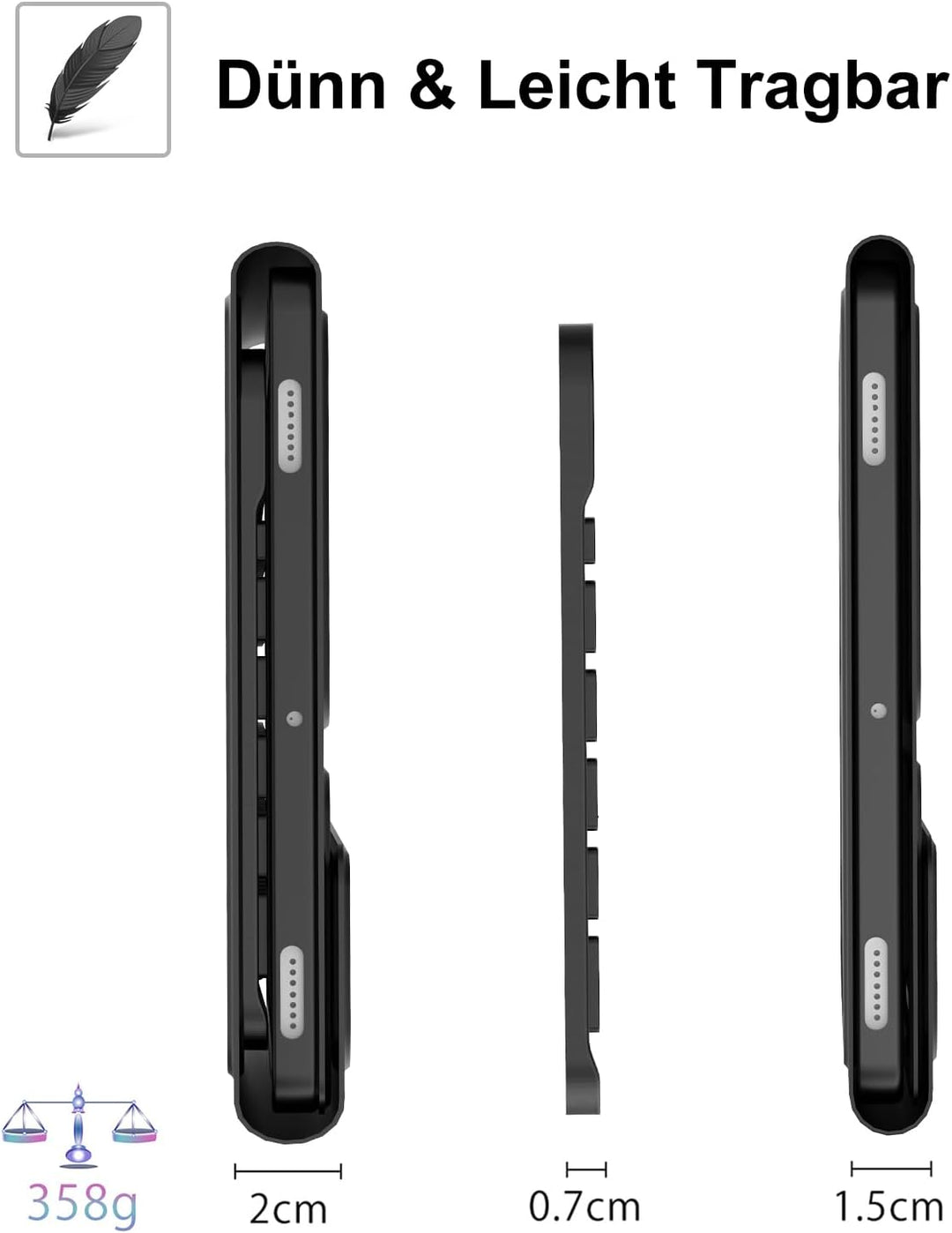 FOGARI Hülle mit Tastatur für Samsung Galaxy Tab A9 Plus 11 Zoll 2023, QWERTZ Deutsche Magnetisch Ab