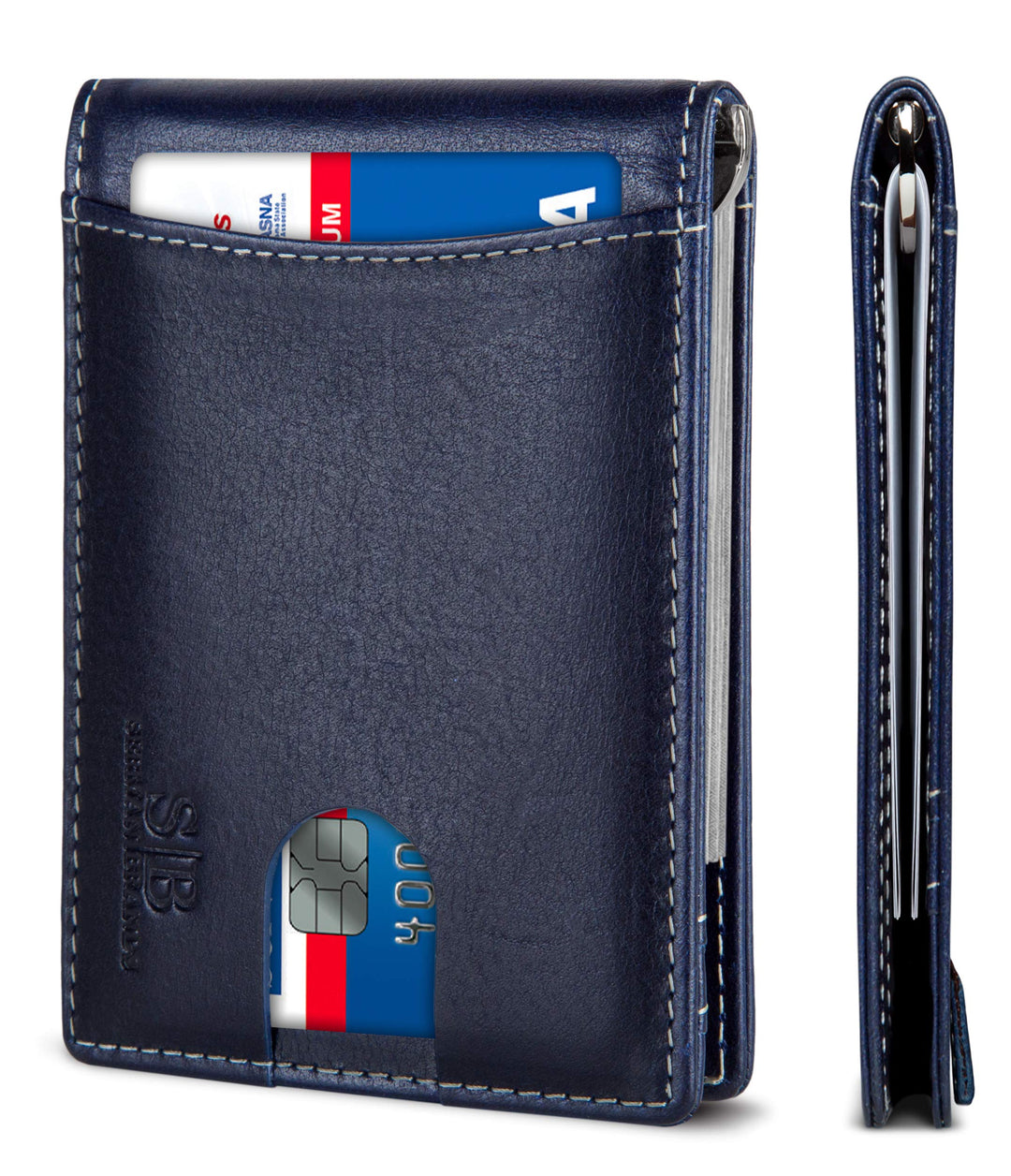SERMAN Brands RFID-blockierend, schmal, falsches Echtleder, minimalistische Vordertasche, Geldbörsen