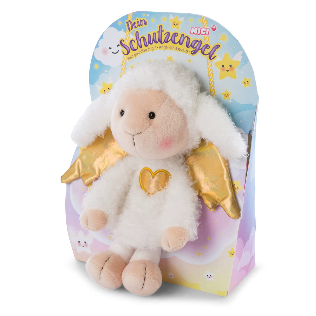 Kuscheltier Schutzengel La La Lammie 30cm mit goldenem Herz & Flügeln in Geschenkbox – Schaf-Engel P