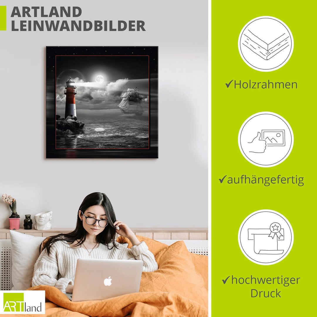 ARTland Leinwandbilder Wandbild Bild auf Leinwand 70 x 70 cm Wanddeko Maritim Meer Küste Strand Leuc