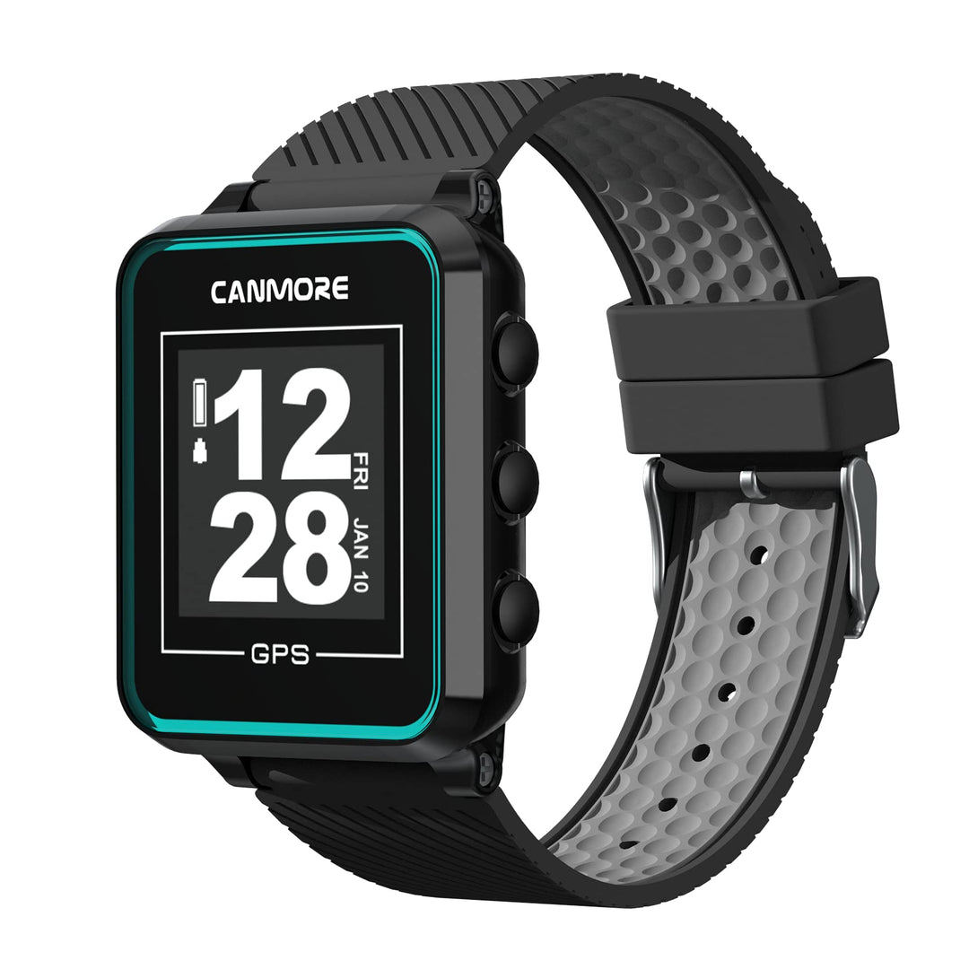 CANMORE TW353 Golf-GPS-Uhr, kontrastreiches LCD-Display, leichtes Golfzubehör, schwarz/grün Schwarz