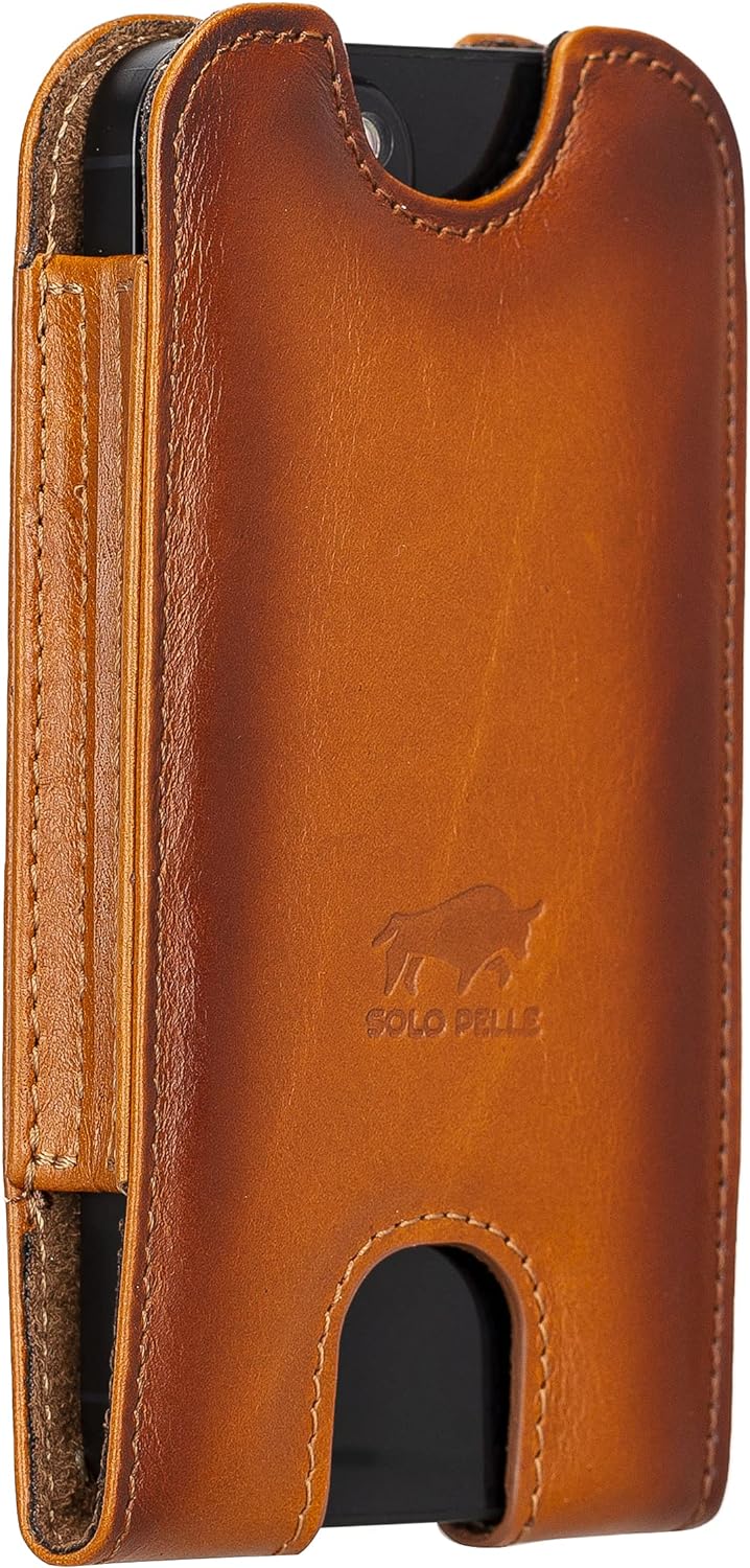 Solo Pelle Lederhülle für das iPhone 12 Mini + 13 Mini bis 5,4 Zoll Case Leder Hülle Ledertasche aus