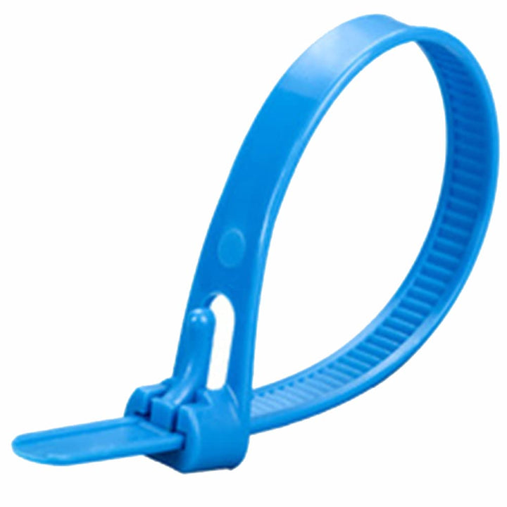Kabelbinder wiederverschliessbar Blau 500 mm × 7,6 mm 100 Stück UV-Beständig Stark Gross Nylon Kunst
