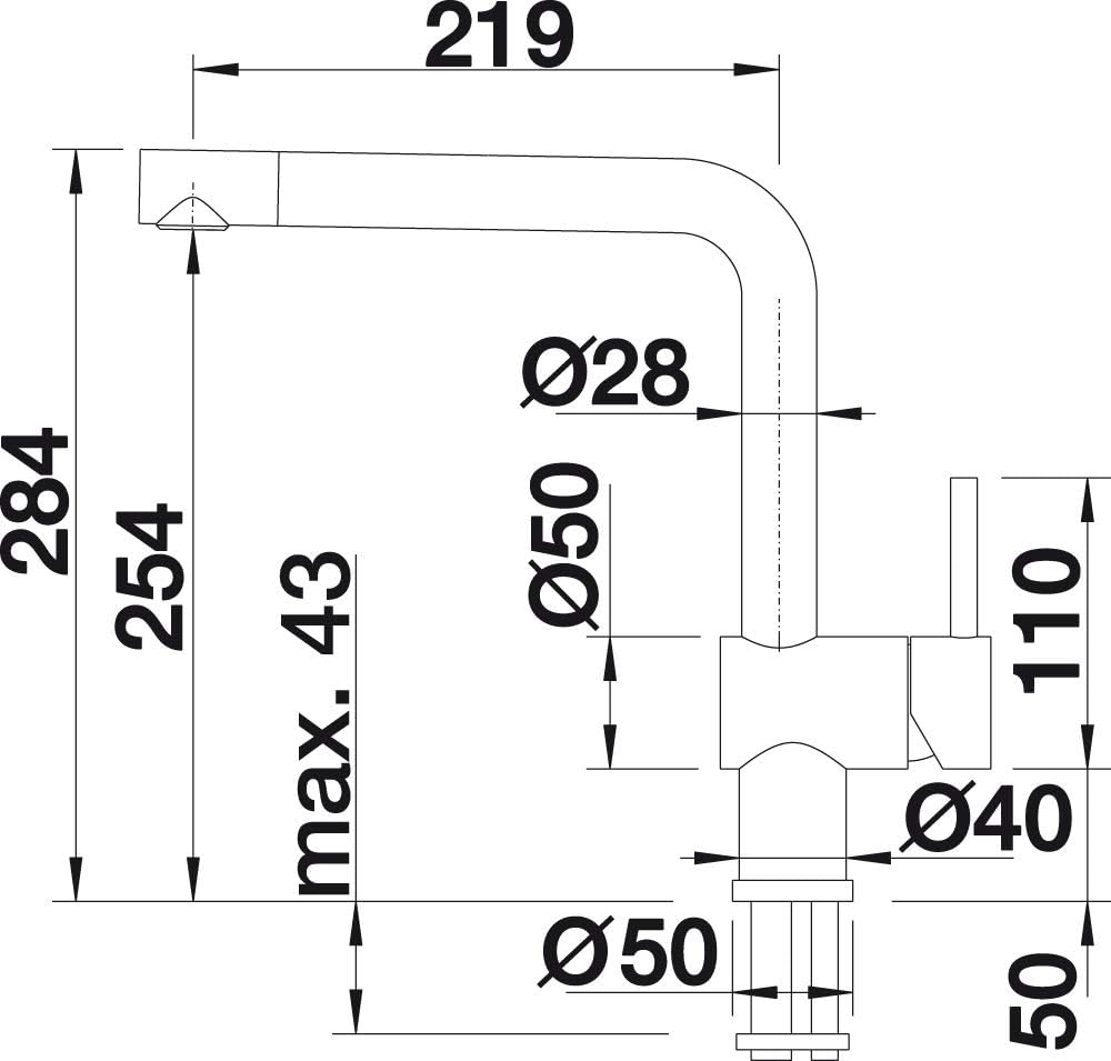 BLANCO 514277 Küchenarmatur mit Rohrauslauf (Vorfenster), Wasserhahn für die Küche, Einhebelmischer,