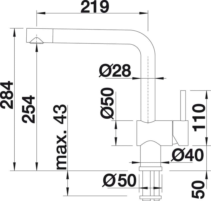 BLANCO 514277 Küchenarmatur mit Rohrauslauf (Vorfenster), Wasserhahn für die Küche, Einhebelmischer,