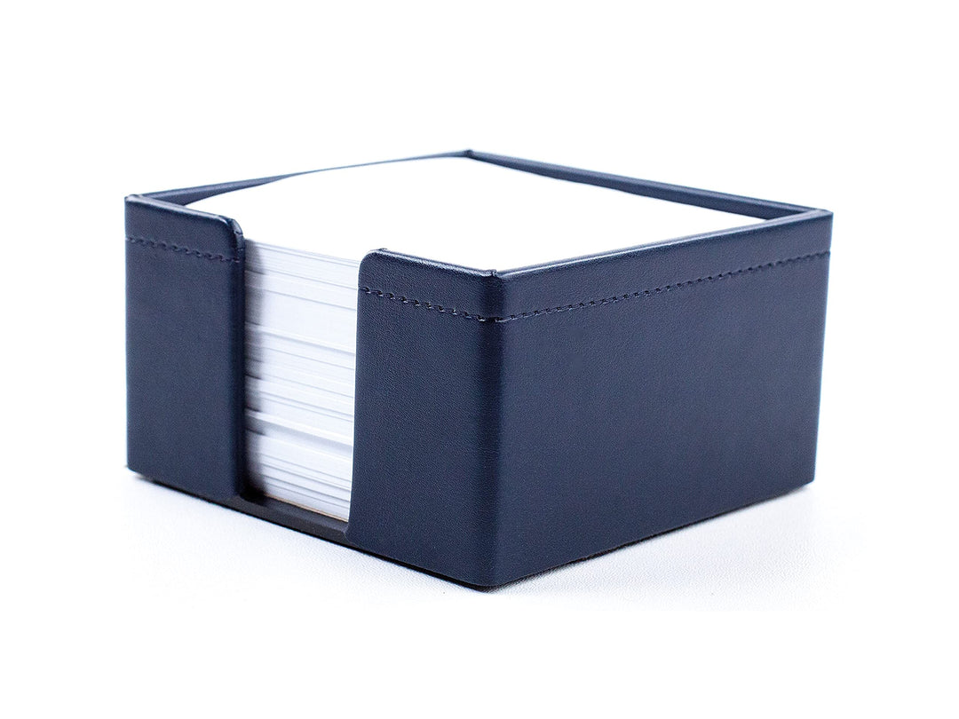 DELMON VARONE - Zettelkasten aus veganem Kunstleder Blau - Zettelbox inkl. 500 Blatt Papier - Notizz