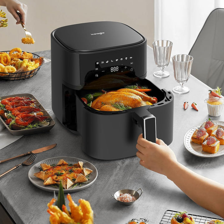 iceagle Heissluftfritteuse 5,5 L XXL Airfryer - Friteuse ohne Öl | Heissluftfriteuse mit 8 verschied