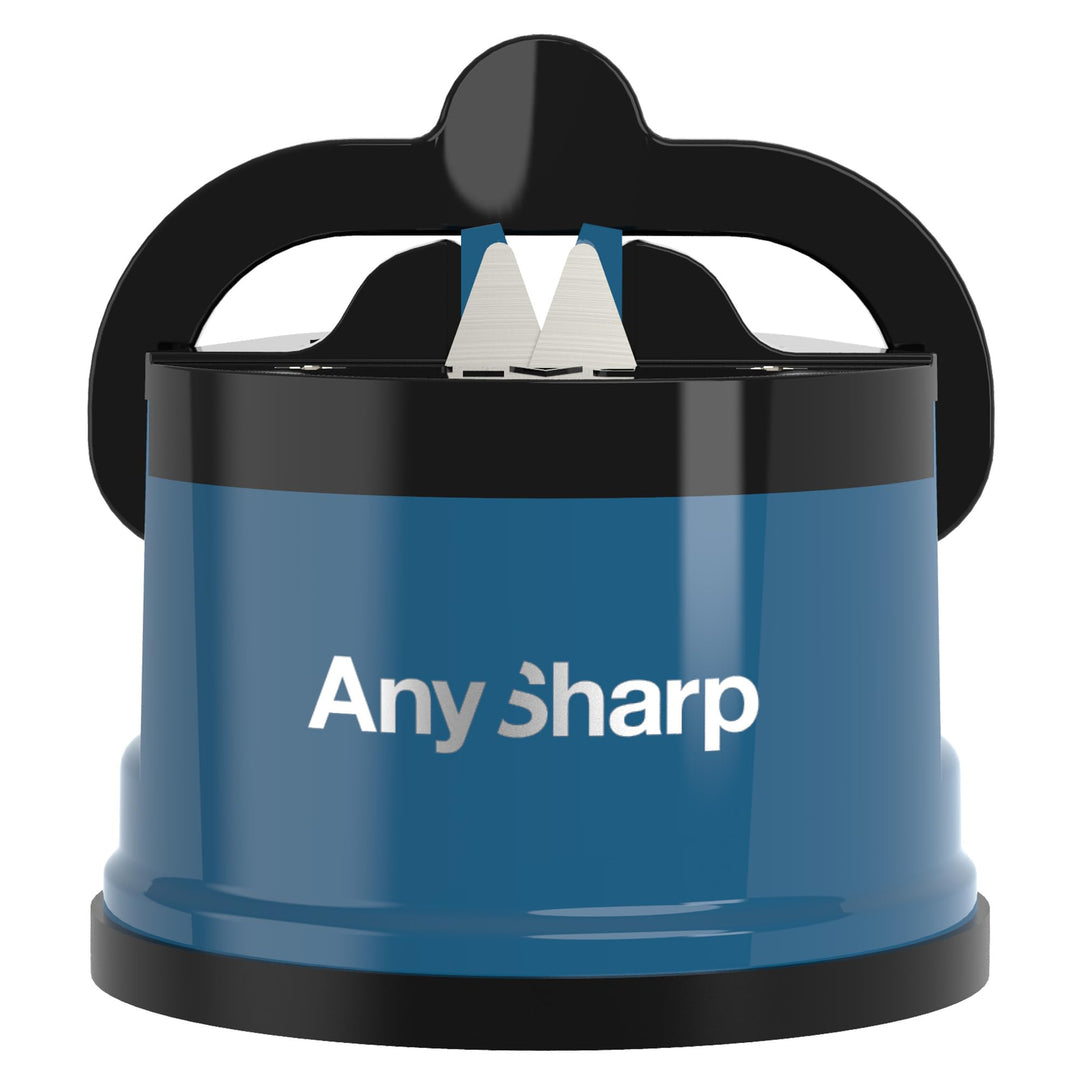 AnySharp Messerschärfer, Freihändige Sicherheit, PowerGrip Saugnapf, Sicheres Schärfen aller Küchenm