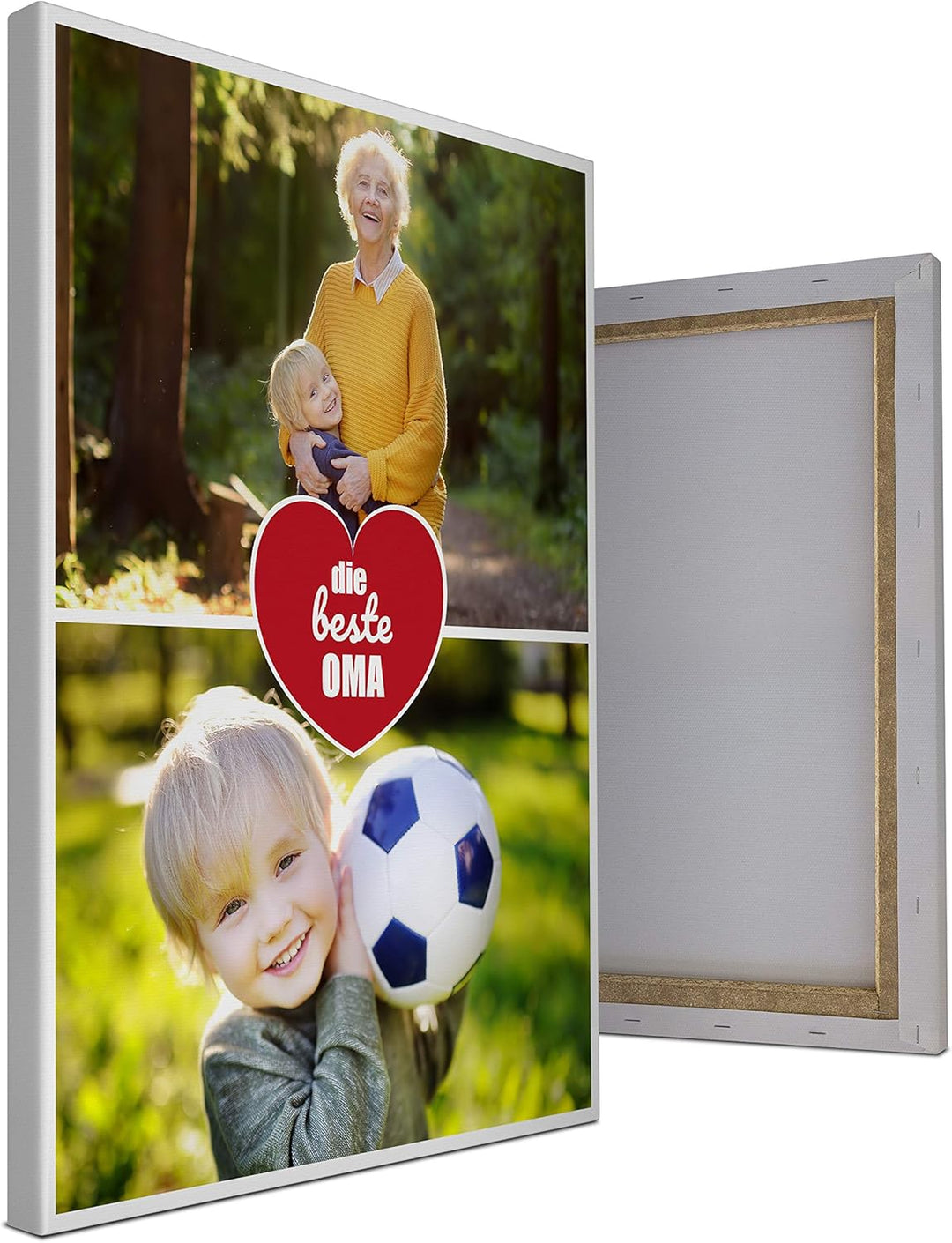 wandmotiv24 Leinwandbild 260 g/m ² - Foto-Collage mit 2 Fotos - Fotogeschenk - Geschenk für die Gros