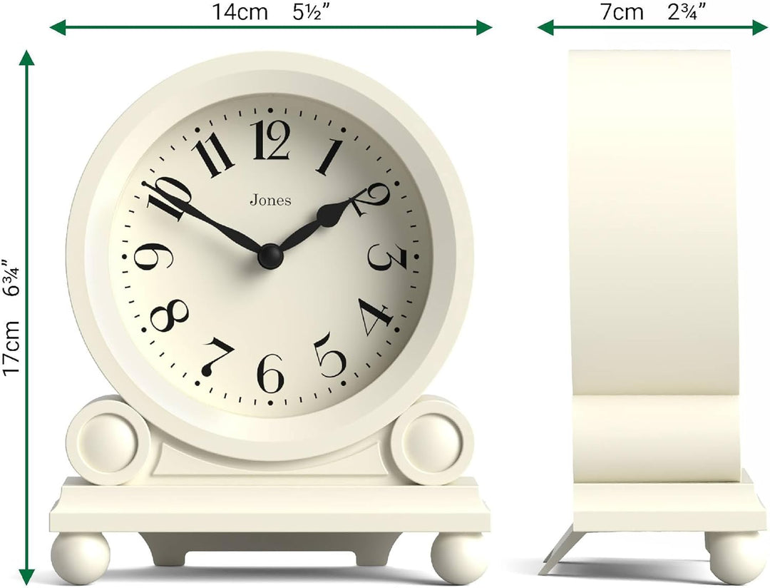 JONES CLOCKS® Maida Vale kaminuhr | Kleine traditionelle schreibtischuhr | Blasscreme | Hübsch und c