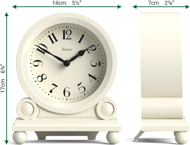 JONES CLOCKS® Maida Vale kaminuhr | Kleine traditionelle schreibtischuhr | Blasscreme | Hübsch und c