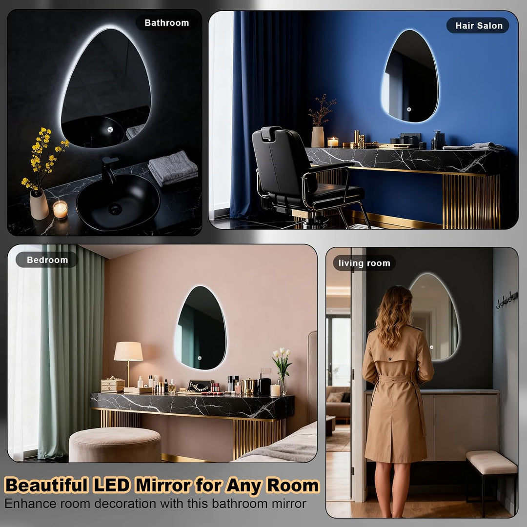 Rund Badezimmer Wandspiegel, Badspiegel Mit Beleuchtung, Spiegel mit LED Licht, Touch Schalter und 3