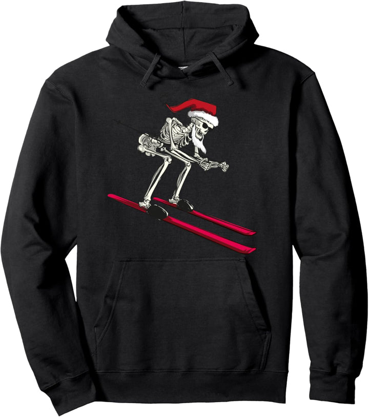 Skelett Skifahrer Pullover Hoodie