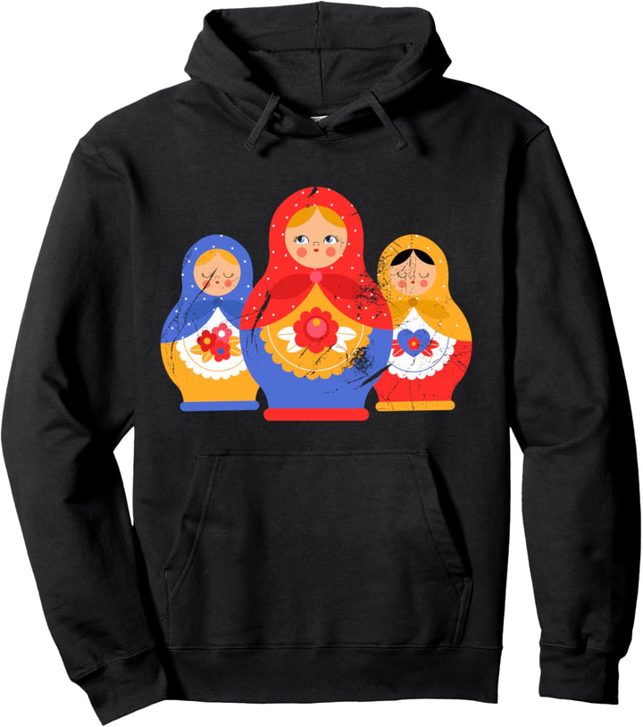 Vintage Retro Matrjoschka Russische Puppe Pullover Hoodie