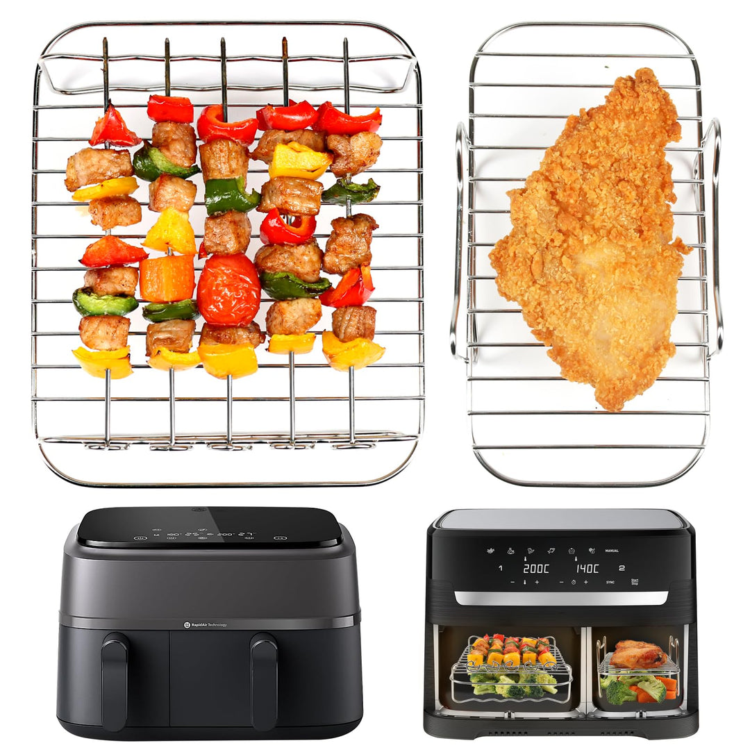 BYKITCHEN Heissluftfritteuse Zubehör für Philips Dual Basket 3000-Serie, 9L/Tefal 5,2/3,1 L Easy Fry