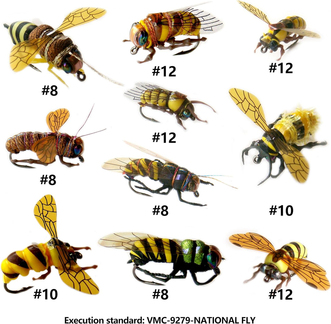 YAZHIDA Fliegenfischen-Set, Bienenfliegen-Sortiment, Wildbienen-Flugserie Serie C
