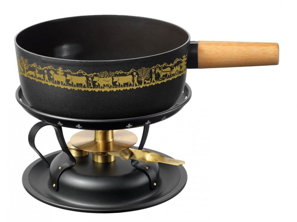 Stöckli Fondue Käsegarnitur Alpaufzug Classic schwarz, 7566.742114HAA
