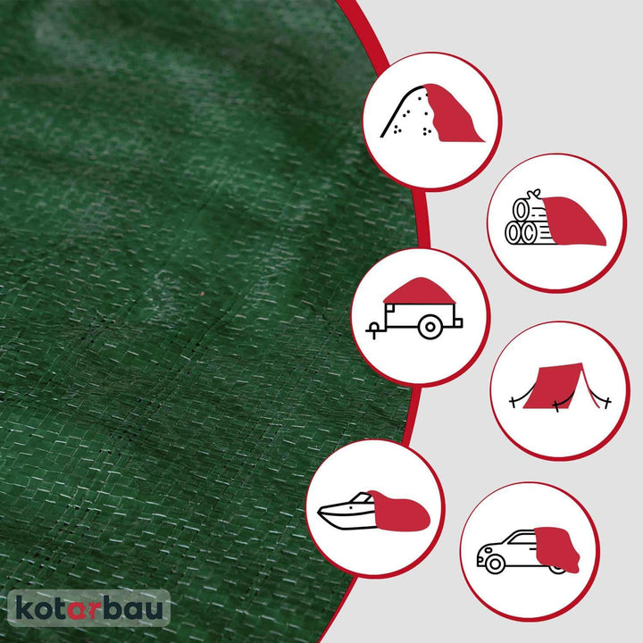 KOTARBAU® Gewebeplane 10x15 m Grün 120g/m2 Abdeckplane Verstärkten Ösen Schutzplane Bauplane Wasserd