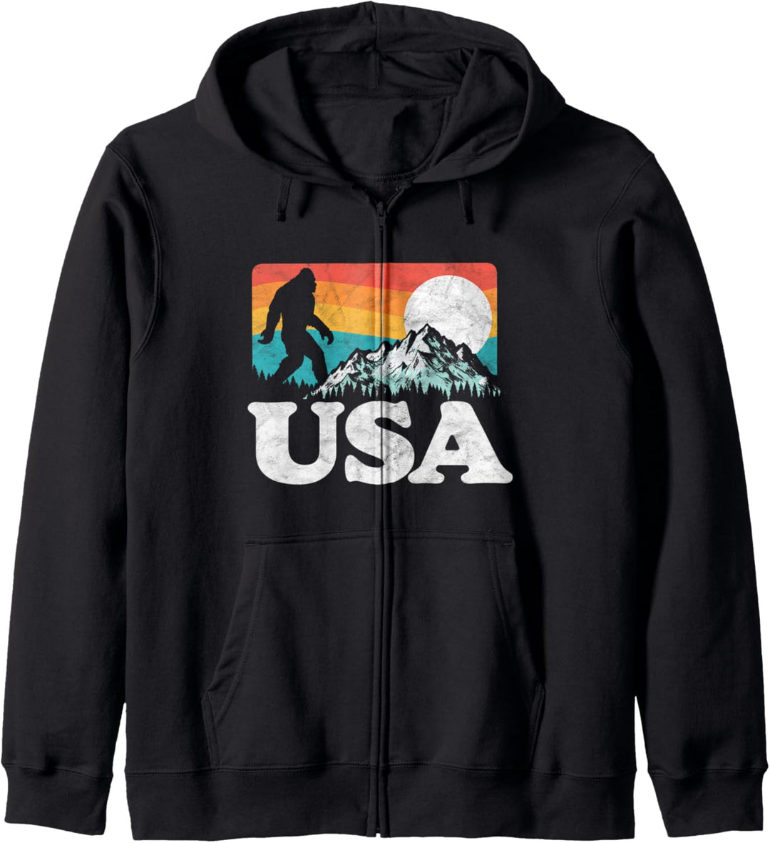 USA Bigfoot Mountains Outdoor 80s Graphic Kapuzenjacke