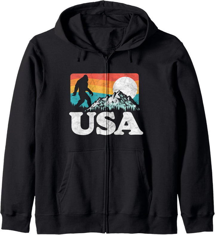 USA Bigfoot Mountains Outdoor 80s Graphic Kapuzenjacke