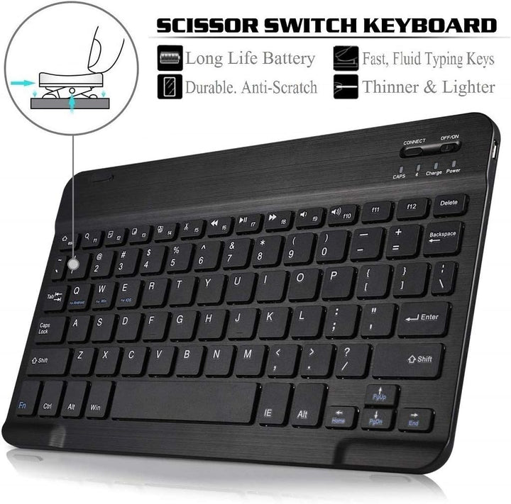Tastaturhülle für Samsung Galaxy Tab A, 10,1 Zoll (2019), SM-T510/T515, Wineecy PU-Leder mit abnehmb