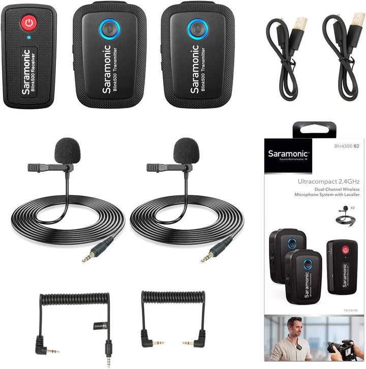Saramonic Ultracompact 2.4GHz Dual-Channel Wireless Microphone Kit Blink500 2 Transmitters 1 Receive
