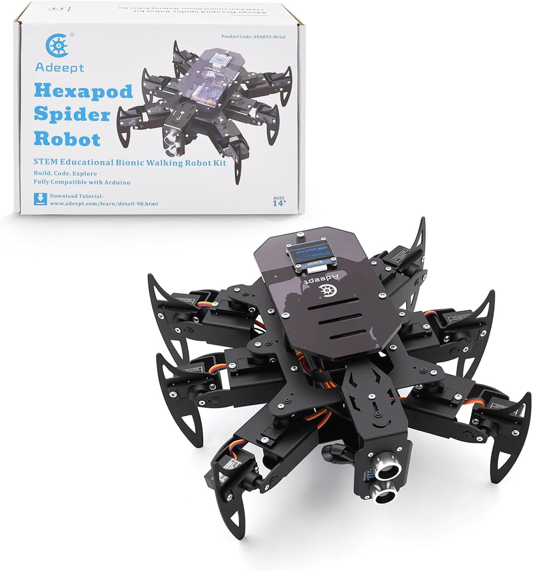 Adeept Hexapod Spider Robot Kit Compatible with Arduino, Spider Walking Crawling Robot, Programming