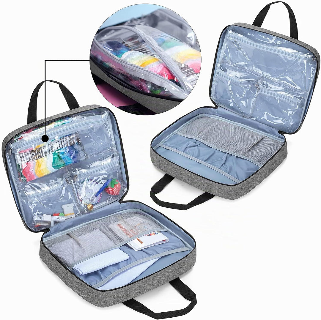 LoDrid Stickprojekttasche, Quadratische Stickzubehör Aufbewahrungstasche, Tragbare Basteltasche für