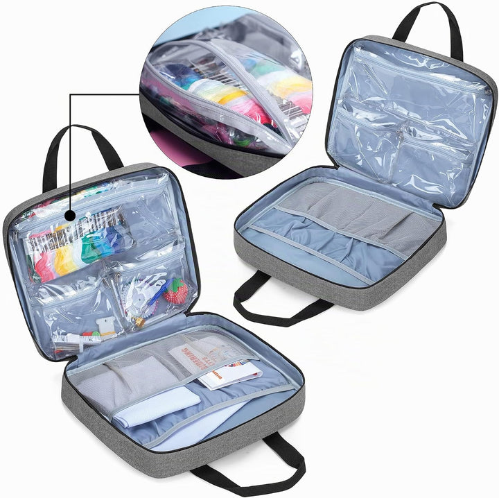 LoDrid Stickprojekttasche, Quadratische Stickzubehör Aufbewahrungstasche, Tragbare Basteltasche für