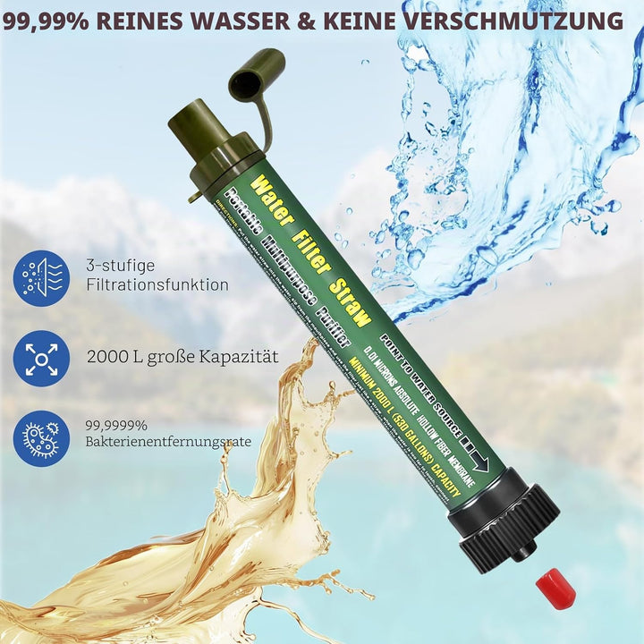 Wasserfilter Outdoor 2000L Mini Tragbarer Camping Wasseraufbereitung Entfernt 99.99% Bakterien Filte