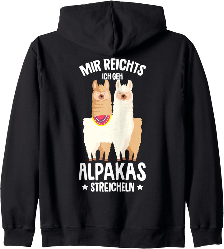 Mir reichts ich geh Alpakas streicheln Lama Damen Mädchen Kapuzenjacke